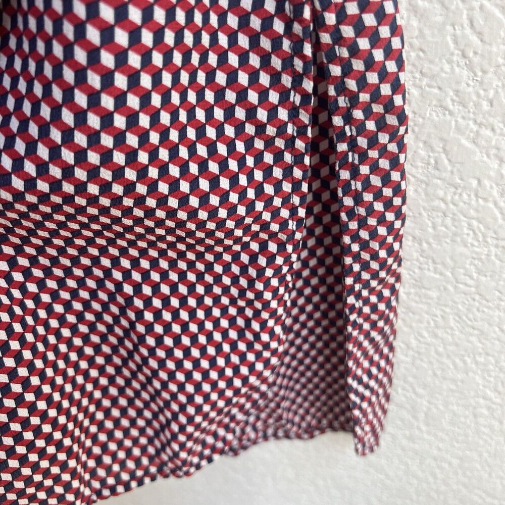 Theory Women's Toska Silk Blouse Long Slv Geometric Shirt Sz S Relaxed Fit - Picture 6 of 8